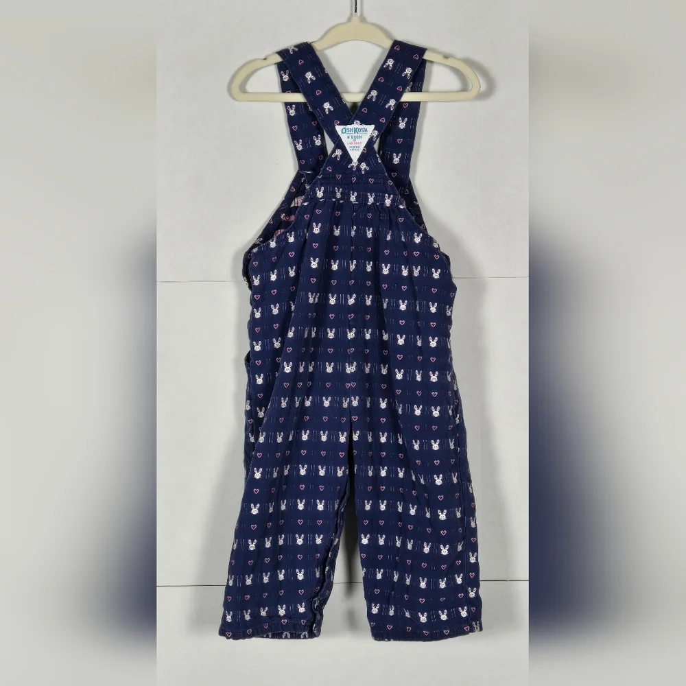 Vintage OshKosh B'gosh Bunny Rabbit Heart Print Bib Overalls 24M Easter
